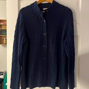 LLBEAN women’s cardigan sweater XL petite navy